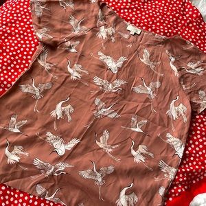 LOFT ✨SPRING Bird Blouse Size L